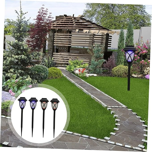 Angoily 4pcs Solar Lawn Lights Easy Install Led Outdoor Garden Lighting for Pathways Unique Design Solar Powered Landscape Decor