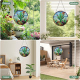 Cactus Stained Glass Window Hanging Suncatcher with Chain - 7.9" Arizona Outdoor/Indoor Art Decor for Home Garden, Thanksgiving, Wedding, Mother's, Valentine's & Christmas Ornaments Present