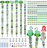 AIPRIDY 158 Pcs DIY Fairy Wand Garden Stakes Kit,Multiple Color Scheme European Beads Crystal Diamond Tops and 12 or 10 Inch Threaded Rods,Stainless Steel Stakes with Diamond Toppe (Peridot)