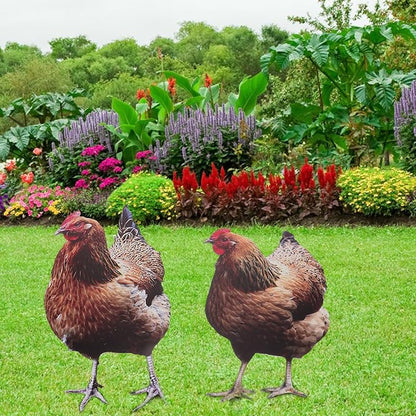 Happyyami 2Pcs Acrylic Chicken Yard Art - Decorative Hen Lawn Stakes for Garden Decoration, Outdoor Decor for Patio and Yard, Acrylic Flat Surface