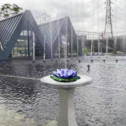 Solar Powered Fountain Birdbath Fountain Solar Power with 6 Nozzles Free Standing Floating Lotus Garden Water Fountain Small Fountain Pump for Pond,Fish Tank,Pool,Patio,Garden Decor