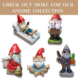 Relaxing Pool Gnome with Smartphone - 5.6" Heavy Resin Garden Statue - Weather-Resistant Funny Lawn Ornament - Summer Patio Decor - Unique Housewarming Gift
