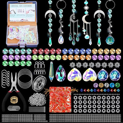 DIY Suncatcher Making Kits, 460 pcs Crystal Sun Catchers Crafts with Hooks Chains Pendants Rainbow Maker for Window Hanging Prism Indoor Outdoor Garden Party Decor