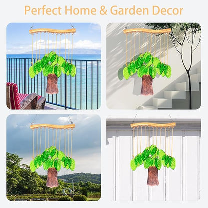 Glass Wind Chimes,Stained Glass Window Hangings Sun Catcher for Outdoor, Home&Garden Decor,House Warming Birthday Gifts for Women,Mom,Unisex
