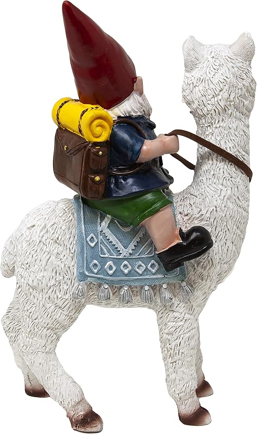 Funny Guy Mugs Gnome and a Llama Statue- Indoor/Outdoor Garden Gnome Sculpture for Patio, Yard or Lawn