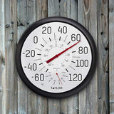 Taylor Wall Thermometer and Humidity Guide, Wireless Thermometer with Easy to Read Large Numbers for Patio, Pool, and Indoor Areas, 13.25-inch, Black