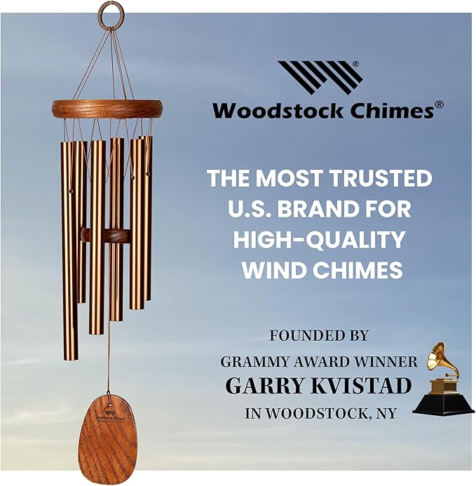 Woodstock Chimes Amazing Grace Wind Chime for Outside 16" Small Bronze, Outdoor Decor for Patio, Porch, Garden, Memorial Gift for Loved Ones AGSBR