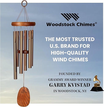 Woodstock Chimes Amazing Grace Wind Chime for Outside 16" Small Bronze, Outdoor Decor for Patio, Porch, Garden, Memorial Gift for Loved Ones AGSBR