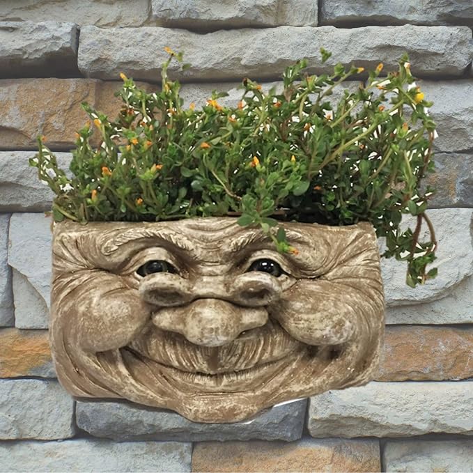 Grandma Violet Stone Wash The Face Statue Tree & Patio Wall Planter
