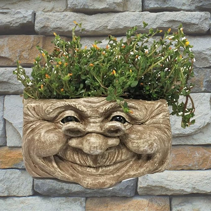 Grandma Violet Stone Wash The Face Statue Tree & Patio Wall Planter
