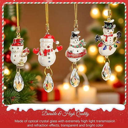 H&D HYALINE & DORA 4 Pcs Snowman Suncatcher Winter Snowman Hanging Suncatcher for Tree Hanging Crystal Crafts Holiday Decor Party Supplies