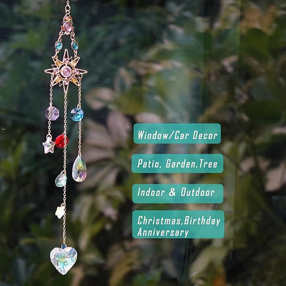 Sun Rhinestones Crystal Suncatcher for Car Charm-Window Hanging Decoration for Indoor Outdoor Garden - Prism Suncatcher Ornament Pendant