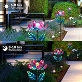 AIINY Solar Purple Metal Flower Wind Spinners, Colorful Spinning Windmill Lotus Yard Art Lights Wind Pinwheels with LED Crystal Ball Decorative Stake Lighting Flower Sculpture
