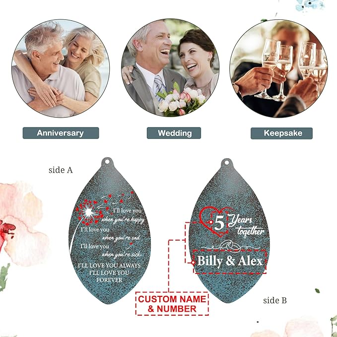 Personalized 20th Anniversary Wind Chimes, Custom for Wife Husband, Deep Tone Wind Chimes Happy Wedding Memory Day, 20th 50th Memory Day Gifts(Produced in USA)