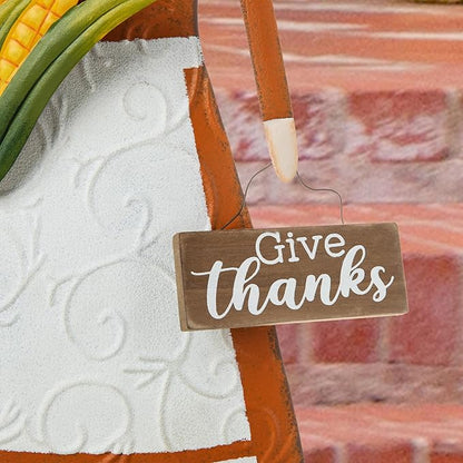 Glitzhome Thanksgiving Yard Stakes Metal Pilgrim Girl Yard Signs Hanging Wall Decors for Thanksgiving Fall Harvest Outdoor Decorations, 36" H