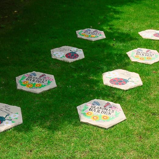 4Pcs Hexagon Butterfly Stepping Stone Outdoor Garden Walkway, Durable Plastic Pavers for Patio, Pathway, and Landscaping, Weatherproof Stepping Stone with Ground Stakes for Easy Installation