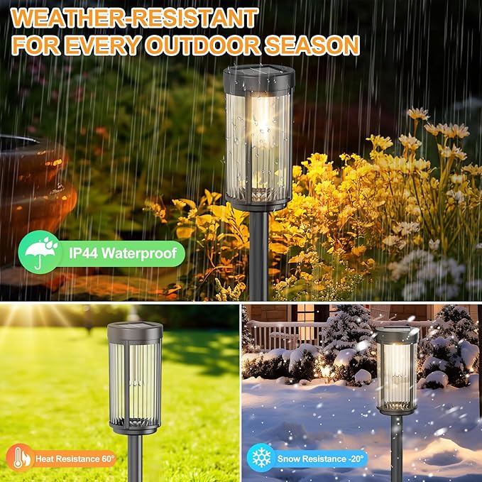 EXCMARK 2 Pack Outdoor Solar Lights Waterproof for Yard Garden Walkway Pathway Lawn Decorative Contemporary Landscape Lighting. (Warm White Light, 2)