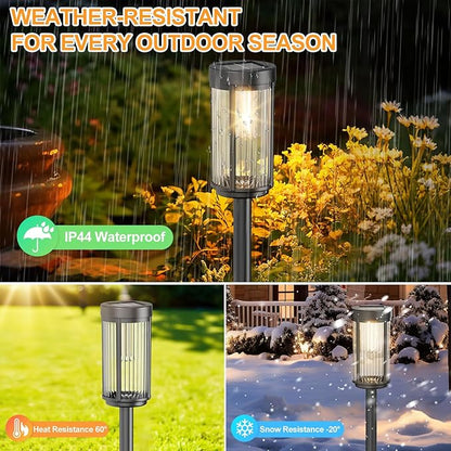 EXCMARK 2 Pack Outdoor Solar Lights Waterproof for Yard Garden Walkway Pathway Lawn Decorative Contemporary Landscape Lighting. (Warm White Light, 2)