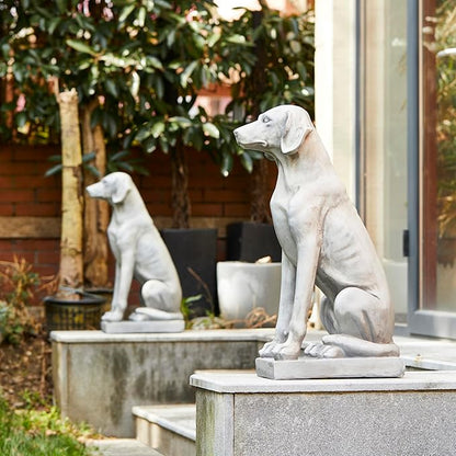 Glitzhome GH20382 Sitting Labrador Retriever Dog Statue, 28.25 Inch, Antique Beige