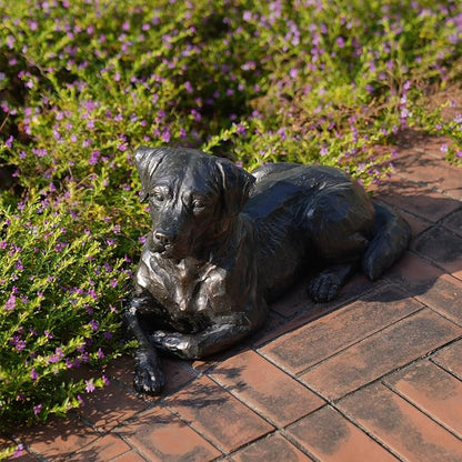 Large Labrador Dog Statues Outdoor – 16.75inch Black Resin Labrador Memorial Statue 4.1lb Décor Sculpture Large lab Outdoor Figurines for Dog Lovers 16.75L*9.75W*9.5H