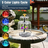 3-Tier Solar Fountain for Bird Bath, Solar Water Pump Waterfall Feature with Colorful Light 3 Nozzles 6W Solar Panel for Bird Bath, Yard Garden Decoration Garden, Outdoor Bird Feeder