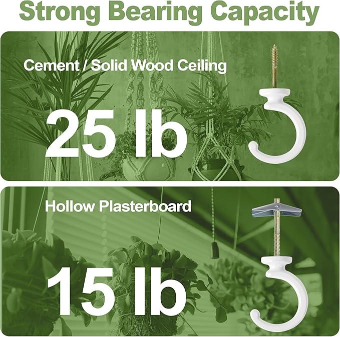 Aidoclip 2PCS Ceiling Hooks for Hanging Plants,Heavy Duty Plant Swag Hooks,Hanging Planter Wall Hook, Indoor and Outdoor Plant Hangers
