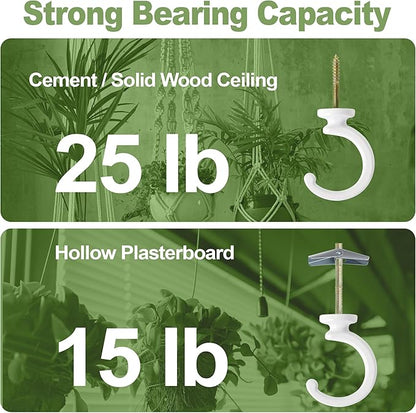 Aidoclip 2PCS Ceiling Hooks for Hanging Plants,Heavy Duty Plant Swag Hooks,Hanging Planter Wall Hook, Indoor and Outdoor Plant Hangers