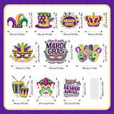 10 Pieces Mardi Gras Decorations Outdoor Yard Garden Porch Sign - Large Festive Mask, Jester, Crown, Drum, and Hat Masquerade Design Signs with Stakes for Outside Carnival Patio Pathway Lawn Decor
