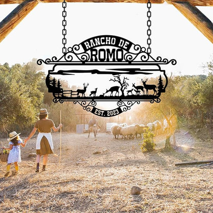 Personalized Metal Farm Sign, Customized Family Name Ranch Sign, Large Last Name Sign for Farmhouse Decoration, Outdoor Farm Wall Art, Welcome Sign, Entrance Gate Sign, Farm Lovers Gift, Garden Decor