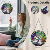 Suncatcher Stained Glass Window Hanging - Life Sun Glass Panel with Metal Chain and Hooks Handmade Sun Catcher Decoration for Window Garden Home Christmas & Birthday Gifts