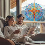 Cross Wind Spinners Outdoor, Hanging Wind Spinner for Garden Decoration, 8 inch 3D Stainless Steel Metal Wind Sculpture for Indoor/Outdoor Decor