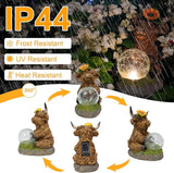 Highland Cow Outdoor Statue with Solar Transparent Ball for Garden Outside Yard Lawn Decor Highland Cow Figurine Porch Patio Balcony Home, Birthday Gifts for Mom Women
