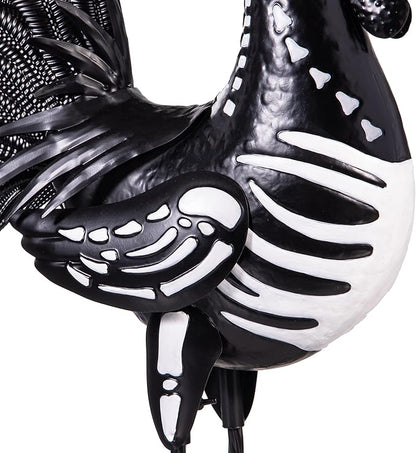 Evergreen Garden 19" Skeleton Rooster Metal Animal Statue | Indoor and Outdoor Safe | Halloween Decoration for Garden Yard Lawn Party | Rustic Farmhouse Chicken Decor