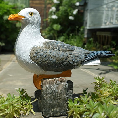 Teaeeno Real Seagull Resin Figurine Decor Statue,Sea Bird Figurine,Animal Seagull Ornaments Decoration,Bird Craft Art Decor,Coastal Beach Outdoor Table Decor for Garden,Terrace,Lawn,Yard