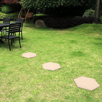 4Pcs Outdoor Stepping Stone Weather-Proof Garden Yard Lawn Patio Decorative Stone Walkway Pathway Pavers Round Square Hexagon Landscaping Stone Milestones Decorative Beige Hexagon