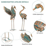 Extra-Large Metal Crane Statue, 36.8" Handcrafted Blue Heron Decor Sculptures with Stable U-Ground Stakes, Backyard Decoration, Metal Garden Bird Animal Yard Art, Lawn Ornament Decor