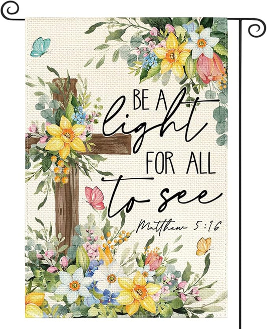 AVOIN colorlife Spring Floral Garden Flag 12x18 Inch Double Sided Outside, Eucalyptus Flowers Seasonal Cross Yard Outdoor Flag