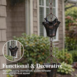 Topadorn 8.5ft Hummingbird & Bell Rain Chain for Gutters – 12 Cups Rain Collector, Adjustable Length, Functional Decorative Downspout Replacement for Outdoor Garden