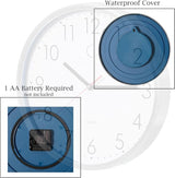 Clockswise 12" Waterproof Aluminum Wall Clock Battery Operated Precision Quartz Movement Weather Resistant Metal Frame for Indoor Outdoor Bathroom Kitchen Patio Garden Living Room Office & Home Décor