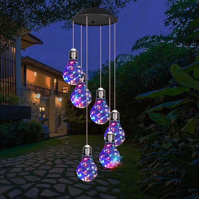 YHmall Colorful Solar Wind Chimes for Outside, Birthday Gardening Gifts for Women Mom, Hanging Solar Lights WindChimes Outdoors for Garden Housewarming Balcony Bedroom