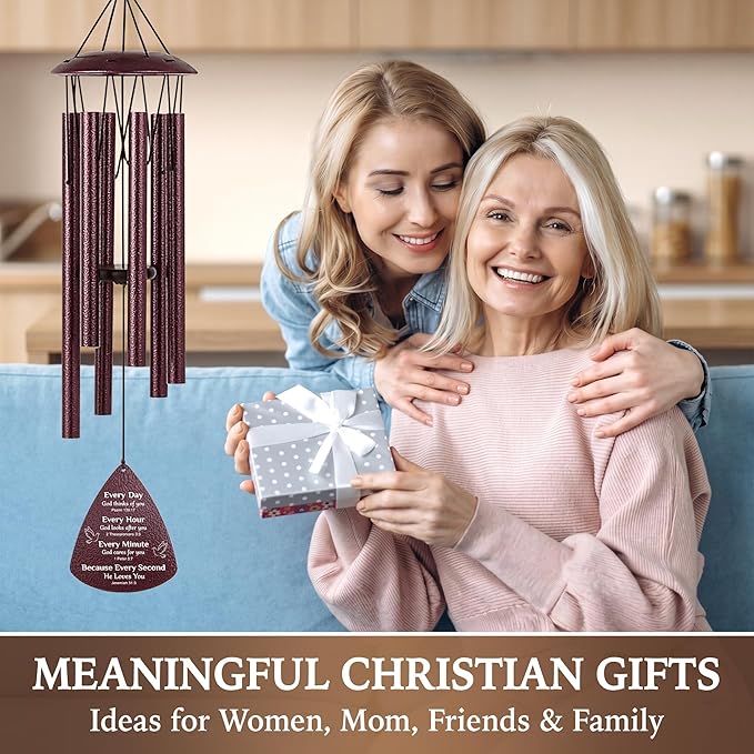 Christian Wind Chimes for Outside, 33.5" Bible Verse Wind Chime, Christian Birthday Gifts for Women, Religious Baptism Gift for Women Men Friends Teacher Appreciation Gift, Christian Gifts for Mom
