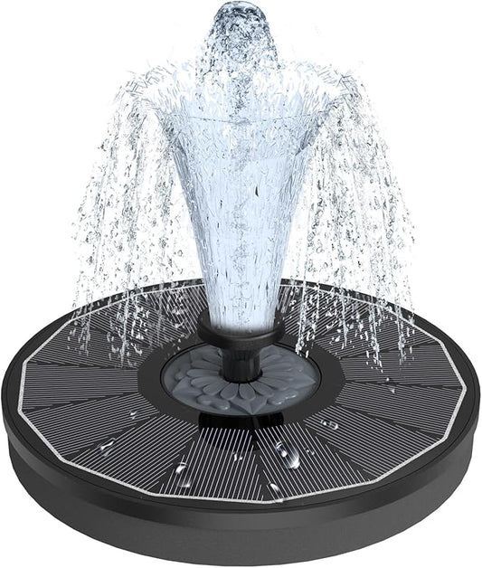 Yzert Solar Fountain for Bird Bath Direct Sunlight High Efficiency 3.5W Glass Panel Solar Water Fountain Outdoor Garden Flower (Black)