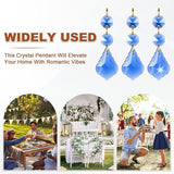 M METERXITY 10PCS Crystal Suncatcher 2 Leaves Prisms Pendants Ornament, 38mm Chandelier Hanging Crystal Sun Catcher Beads for Home Garden Windows Wedding DIY Decoration [Medium Blue]