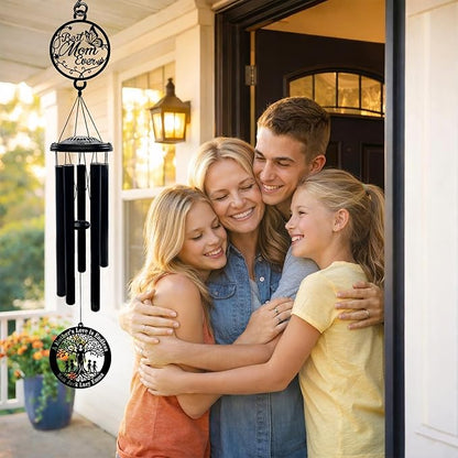 Personalized Mother’s Day Wind Chimes with Custom Metal Signs, Best Mom Ever & Tree of Life Design, Engraved Names Memorial Wind Chime Gift for Mom, Outdoor Garden Patio Sympathy Decor