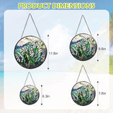 Staied Glass Window Hanging, White Green Lily Sun Catcher for Door Terrace Garden Kitchen Home Decor, Plants Flowers Suncatchers for Christmas Mother's Day Birthday Gift for Women Men Mom Nana 11.8 in