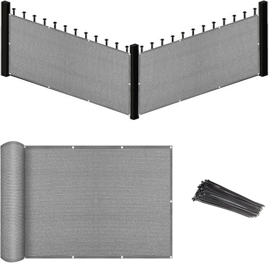 Eden's Decor Balcony Privacy Screen Grey 2'6"x 24' Cover Mesh Windscreen Weather-Resistant UV Protection for Backyard Deck, Patio, Balcony, Pool, Porch, Fence, Railing, Gardening