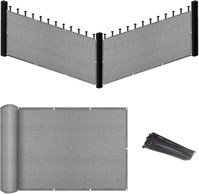 Eden's Decor Balcony Privacy Screen Grey 4'x 16' Cover Mesh Windscreen Weather-Resistant UV Protection for Backyard Deck, Patio, Balcony, Pool, Porch, Fence, Railing, Gardening