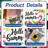 13x6 ft Hello Summer Flamingo Garage Door Banner - Colorful Flamingo Watermelon Pattern with Greeting Backdrop, Hanging Garage Decor - for Summer Welcome Pool Party, Fun Outdoor Wall Sign