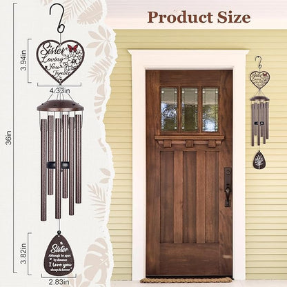 YHmall Sisters Gifts, 36 Inch Wind Chimes for Outside, Sister Birthday Gifts from Sisters in Law Brother, Large Memorial Windchimes Gift for Birthday, Wedding, Graduation and Housewarming