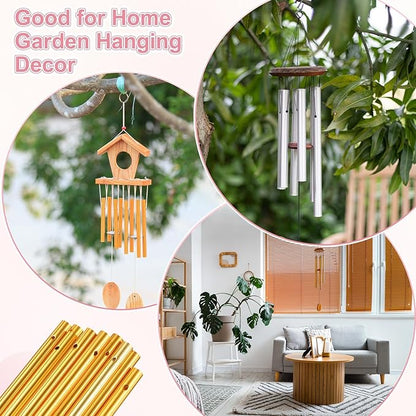 M METERXITY 20-Pack Wind Chime Tubes, Aluminum Wind Chime Empty Tubes, Metal Wind Bell for Adults Arts and Crafts/DIY Home Garden Outdoor Hanging Decorations [1x11cm, Gold]